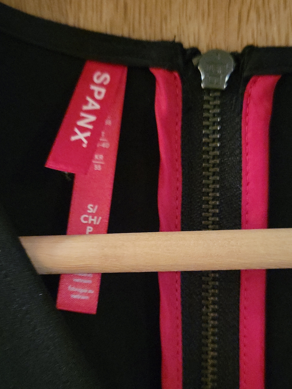 SPANX Black Dress with Hot Pink Zipper Trim
